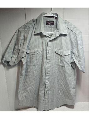 Men's EAGLE POINT Casual Button Down Shirt L Light Blue White Plaid